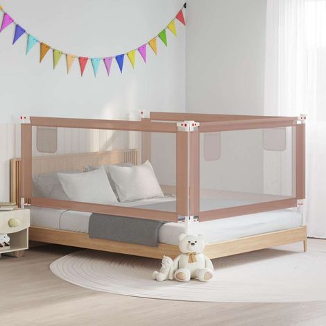 Toddler Safety Bed Rail Taupe 190x25 cm Fabric vidaXL (1/5)