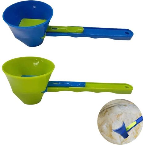 Cucchiaio dosatore a 2 parti, cucchiaio dosatore 2 in 1 con manico lungo e base scorrevole, cucchiaio per polveri, misurazione precisa per adulti e bambini (1/5)