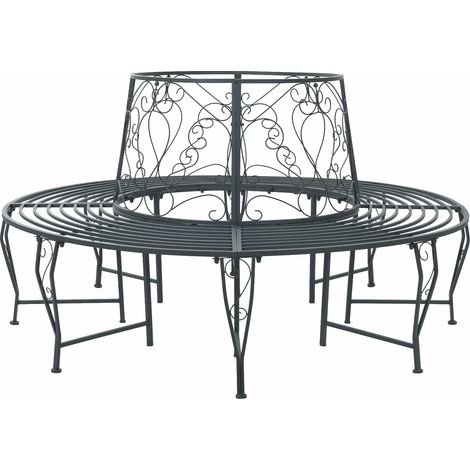 Baumbank 8-Sitzanzahl Ø 160 x 89 cm Stahl Silber Grau Rund vidaXL