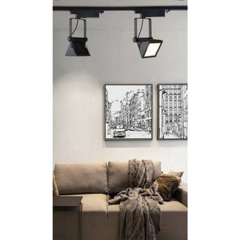 TRADE SHOP - Faro Proiettore Orientabile 30w Luce 6500k 4000k Faretto Led Cob Binario F30w-6h - -Bianco Naturale -