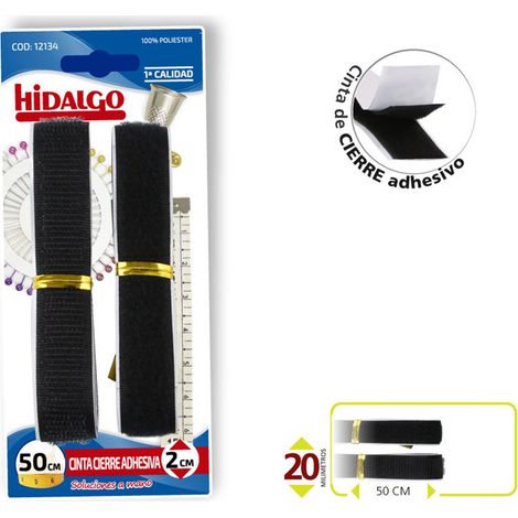Blíster de cinta adhesiva de cierre 2x50 cm negro Hidalgo