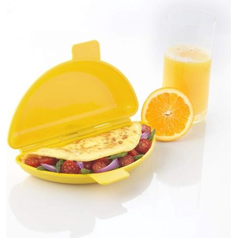 Omelette para microondas de uso diario – Para 2-4 huevos – Revestimiento antiadherente – Amarillo (1/5)