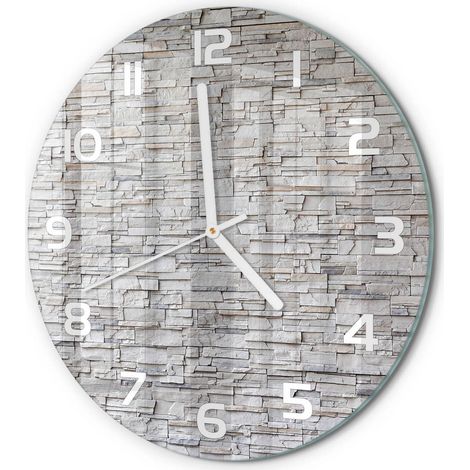Horloge Murale Ronde Moderne en Verre Trempé Silencieuse Maison Bureau Mur de pierre fi 30 cm (1/5)
