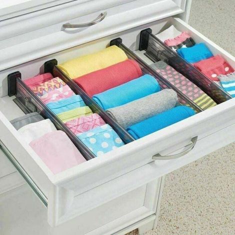 Organisateur de tiroir (lot de 4) en plastique, séparateur de tiroir réglable pour cuisine, salle de bain ou chambre à coucher, tr (1/4)