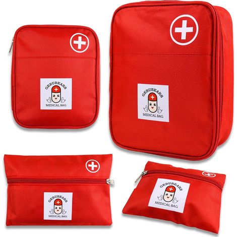 4 Pièces Trousse de Secours Vide,Sac de Rangement de Médicament,Trousse de Médecine Sac d'Urgence de Grande Capacité pour la Maison,Le Bureau,Les Voyages,l'extérieur,Rouge,Sans médicaments (1/5)