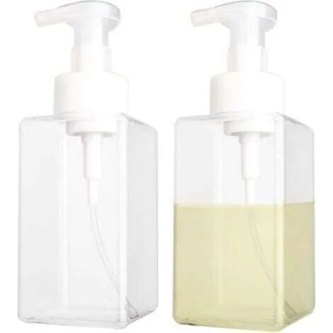 Distributeur de savon mousse transparent vide de 450 ml avec pompe, récipient en plastique pour la cuisine et la salle de bain. (1/3)