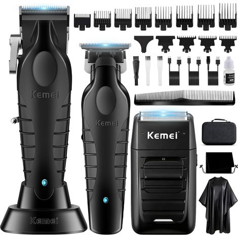 Tondeuse à cheveux professionnelle pour homme, tondeuse de barbier sans fil et tondeuse à barbe/cheveux en T, rasoir électrique en aluminium, kit de coupe de cheveux pour homme (1/5)