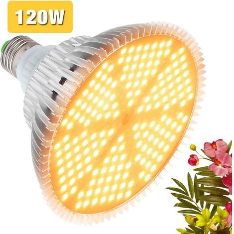 120-W-Vollspektrum-LED-Pflanzenlampe, 180 LEDs, E27-Fassung, sonnenähnliches Licht für Zimmerpflanzen, Blumen und Garten (1/5)