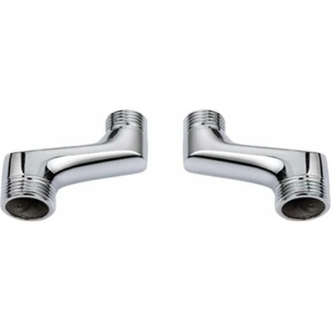 Codo de ducha Ineasicer (paquete de 2), reductor de latón, brazo giratorio ajustable, pieza de pared, pieza de compensación de 1/2 3/4, cromado (1/3)