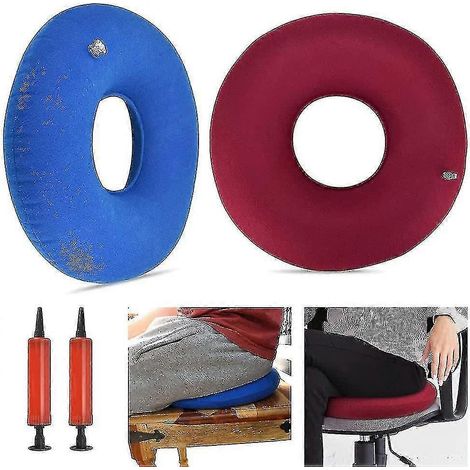 Coussin de siège gonflable monobloc, coussin orthopédique gonflable en forme d'anneau, coussin en forme de donut, contenant 2 (1/5)