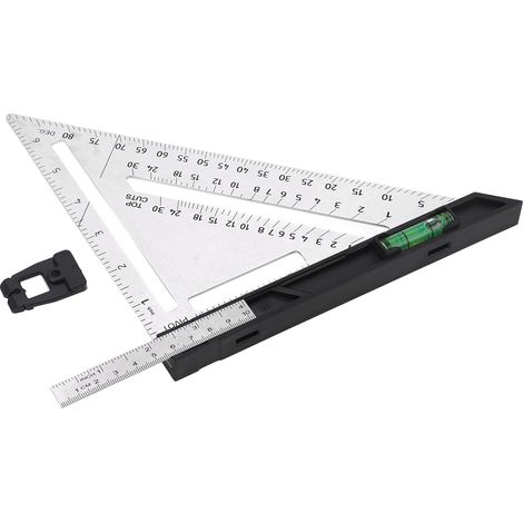 Équerre de menuisier à double échelle de 18 cm avec niveau à bulle (1/5)