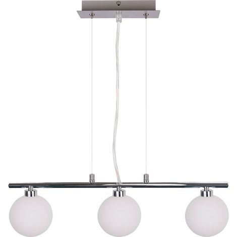 Lampadario Candellux Raisa 3 luci G9 cromo bianco vetro