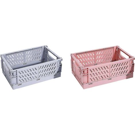 Boîte de rangement pliable en plastique rose pour cosmétiques (1/3)