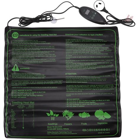 Manta térmica para semilleros, 6 niveles de temperatura ajustables, resistente al agua, para germinar plantas, flores y césped, enchufe australiano de 220-240 V. (1/5)