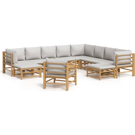 Maison Exclusive - 12-tlg. Garten-Lounge-Set mit Hellgrauen Kisse