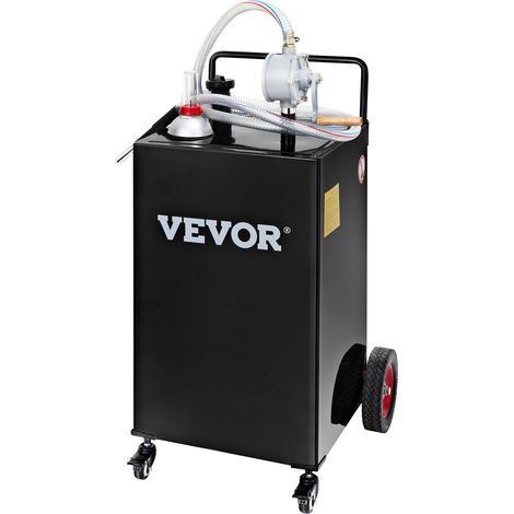 VEVOR Contenitore per Carburante 30 Galloni, Serbatoio di Stoccaggio del Gas e 4 Ruote, con Pompa di Trasferimento Manuel, Contenitore per Benzina Diesel per Auto, Tosaerba, ATV, Barche, Altro, Nero (1/5)