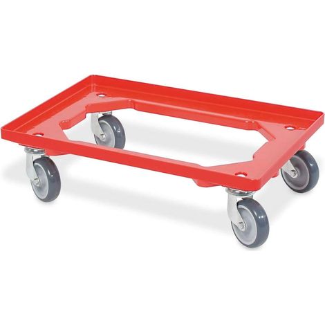 BRB Transportroller für Behälter 60x40 cm, offen, 4 Lenkrollen, 250 kg Tragkraft (rot)