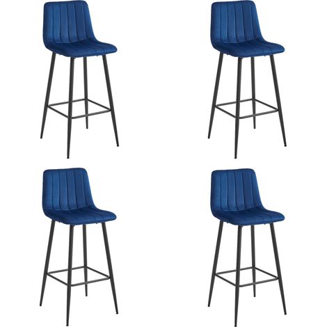 Valora POZZA sgabello in velluto blu navy, gambe nere x4 (1/5)