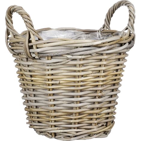 Mica Decorations Korb Marcia Rattan Ø 30 x 23 cm grau Topf (1/2)