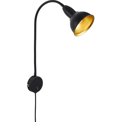 Spot mural BRILONER LEUCHTEN HYGGE, 25 W, IP20, noir-doré, métal, excl. 1x E14, Ø 8 cm