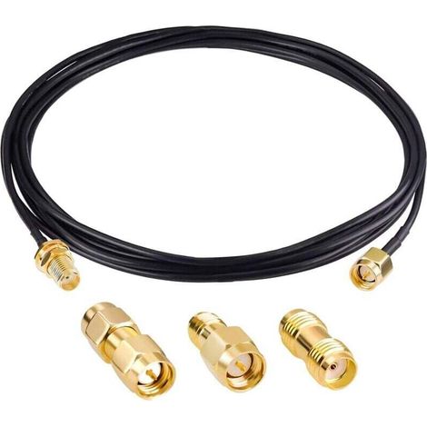 Cable Coaxial SMA male vers SMA femelle, cloison RG174, cable de 10 pieds/3m avec 3 adaptateurs coaxiaux SMA (1/4)