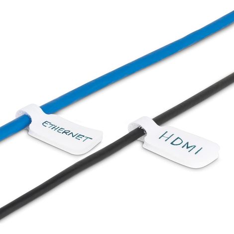 StarTech.com Paquete de 100 - Etiquetas Blancas de 9cm para Cables - de Gancho a Gancho - de Gestión de Cables - Para Indetificación de Cables (1/2)