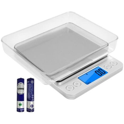 Küchenwaage 0.1g, Mini Digitalwaage, Präzisionswaage, tragbare elektronische Waage, Lebensmittelwaage, Schmuckwaage, Taschenwaage, 2 Tabletts, inklusive Batterien (1/5)