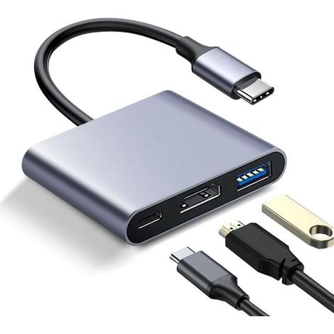 Adaptateur multiport USB C vers HDMI – 4K 30Hz – USB 3.0 5 Gbit/s – Charge rapide 60W – Compatible iPad Pro, MacBook, Samsung, Chromebook (1/5)