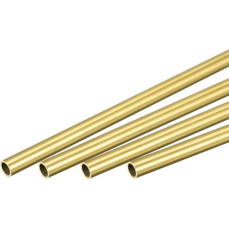 sourcing map Brass Tube Round 4 mm External Diameter 0.4 mm Wall Thickness 300 mm Pipe Length 4pcs (1/5)
