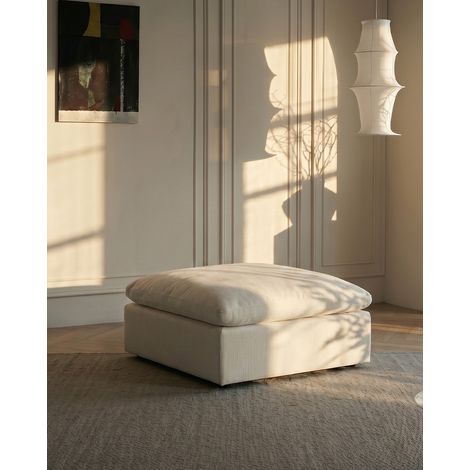 Cloud beige - Pouf en lin beige