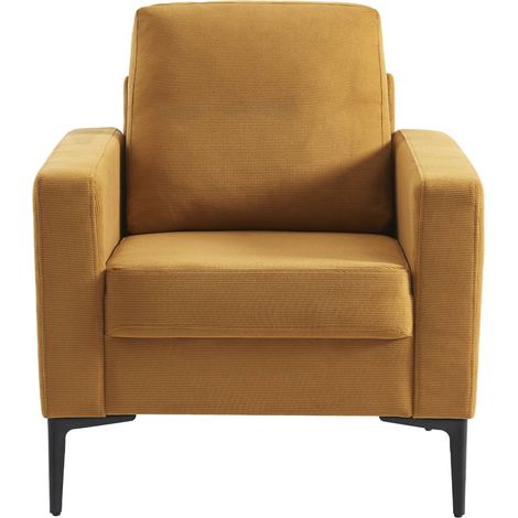 sweeek - Sessel mit Kord-Bezug und Metallfüßen, Cord, Ocker