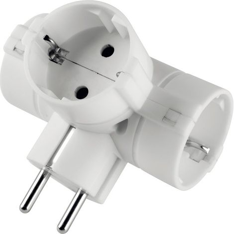 Poly Pool PP2350 Adattatore Con 3 Prese Grandi Standard Tedesco e Spina Schuko 16 A Bianco (1/4)