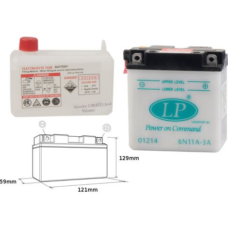Batterie Landport 6N11A-3A (MD 6N11A-3A) 6V 11AH 120X60X128 (avec électrolyte) (4) UE2019/1148