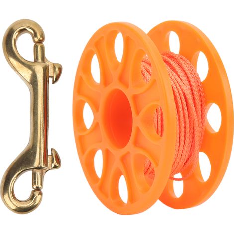 Bobine de plongée en plastique anti-enroulement légère avec mousqueton cuivre pour pêche en grotte 59.0ft Orange (1/5)