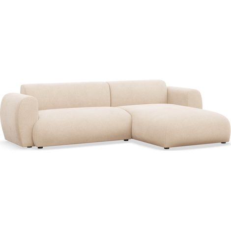 Selsey Emia – L-Form Ecksofa mit Schlaffunktion, Chenille-Stoff, rechts ausgerichtet, Hellbeige