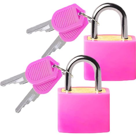 Cadenas Valise avec Clés - LeFeirr Bagages Petit Serrures à Bagages pour Sacs de Casier de Gym de Voyage Valises de Vacances, Lot de 2, Rose (1/4)