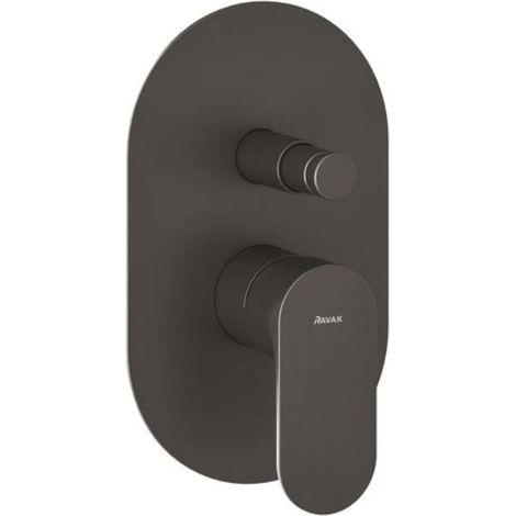 Ravak Eleganta - Grifo empotrado para 2 aparatos, con cuerpo de montaje, grafito cepillado X070335 (1/4)