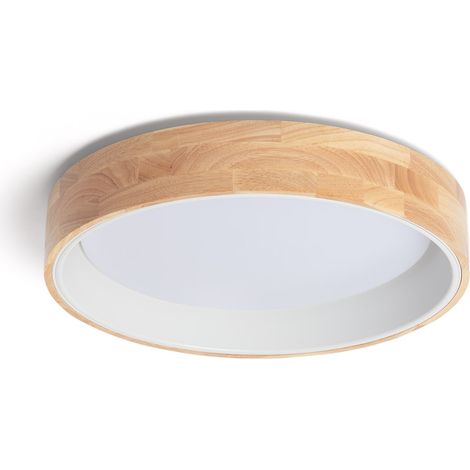 LED-Deckenleuchte 20W Rund Holz Ø470 CCT Wählbar Dari Weiß