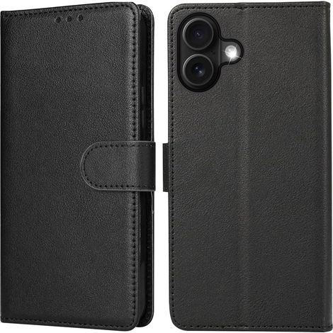 Handyhülle iPhone 17 Leder Klapphülle Kartenfach iPhone 17 Schwarz (1/5)