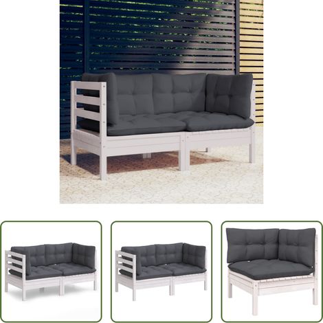 Terrassensofa - 2-Sitzer-Gartensofa mit Anthrazit Kissen Massivholz Kiefer (1/5)
