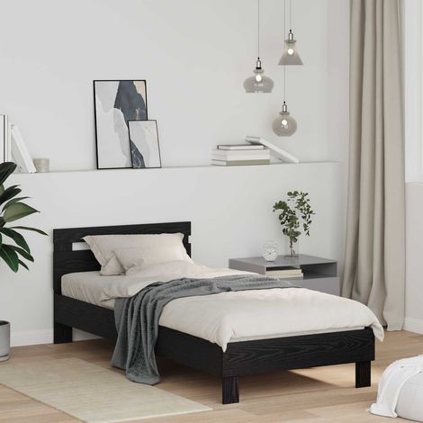 vidaXL Cadre de lit Chêne noir 75 x 190 cm Bois d'ingénierie