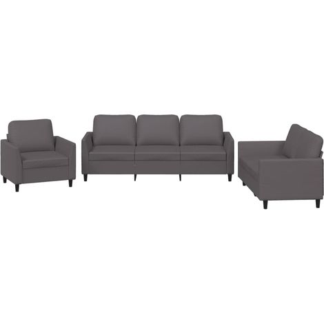 Maison Exclusive - Set di Divani 3 pz con Cuscini Grigio in Similpelle