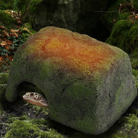 Grotta riscaldata per rettili, serpenti e lucertole - Rifugio in resina e pietra riscaldato da 19 cm - Spina europea da 12 V - Migliora l'appetito e la digestione (1/4)
