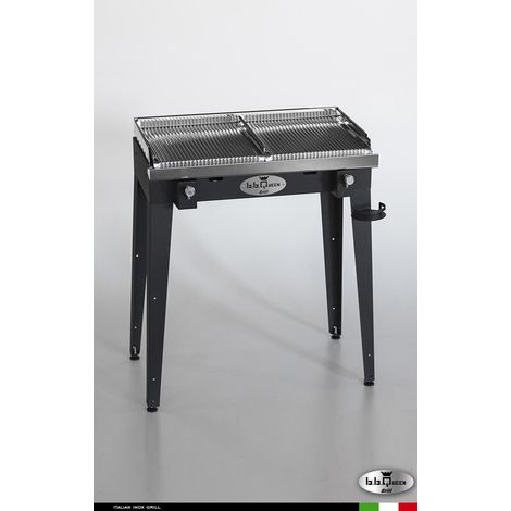 Grill 8.4 Inox Piastra ondulata - Grigio antracite - Senza portapiatti - Senza paraschizzi - Senza kit mensola e ruote - barbecue, griglia, giardino, carne, a gas, acciaio made in Italy