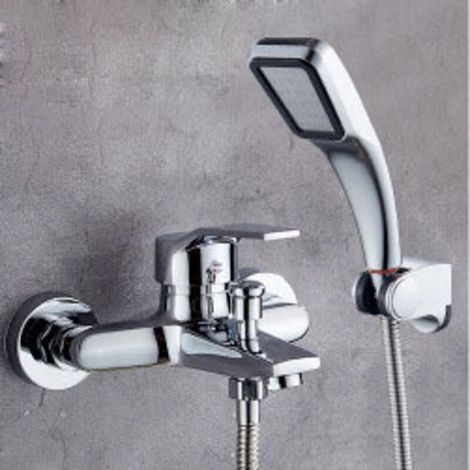 Robinetterie de baignoire avec douchette, Robinet de baignoire cascade,1 tuyau,pour Baignoire Salle de Bain argent (1/5)