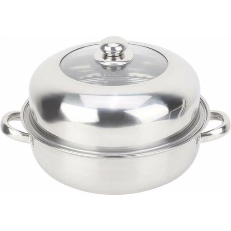 28 cm Cuiseur vapeur en acier inoxydable avec couvercle en verre Pour plaques vitrocéramiques et à induction
