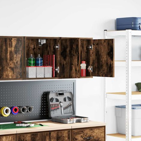 Meubles de Rangement，Armoires murales de garage 2 pcs chêne fumé bois d'ingénierie CFW521675 (1/5)