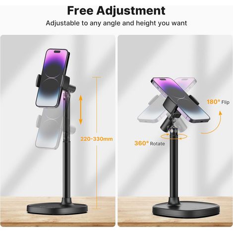Support Telephone Bureau, Porte Telephone Réglable, Multi-Angle, Support Téléphone Video Compatible avec iPhone 15 14 13 12 11 Pro Max Mini/Galaxy S23 S22 S21 (1/5)