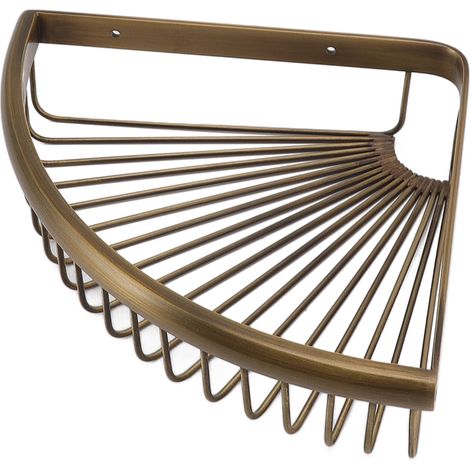 Étagère d'angle vintage pour douche, en laiton, triangulaire, avec rangement intégré. Organisateur de salle de bain. (1/5)