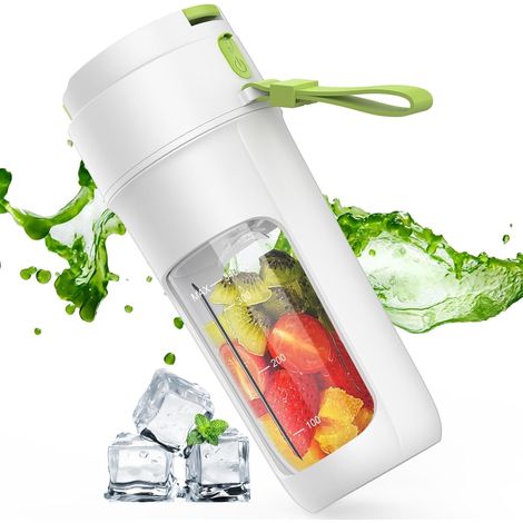 JANMIR-Blender portable, 340 ml, chargement USB, mixeur à fruits pour la maison, idéal pour préparer des milkshakes et des smoothies, facile à nettoyer, sans BPA, parfait pour les voyages et la maison (1/5)